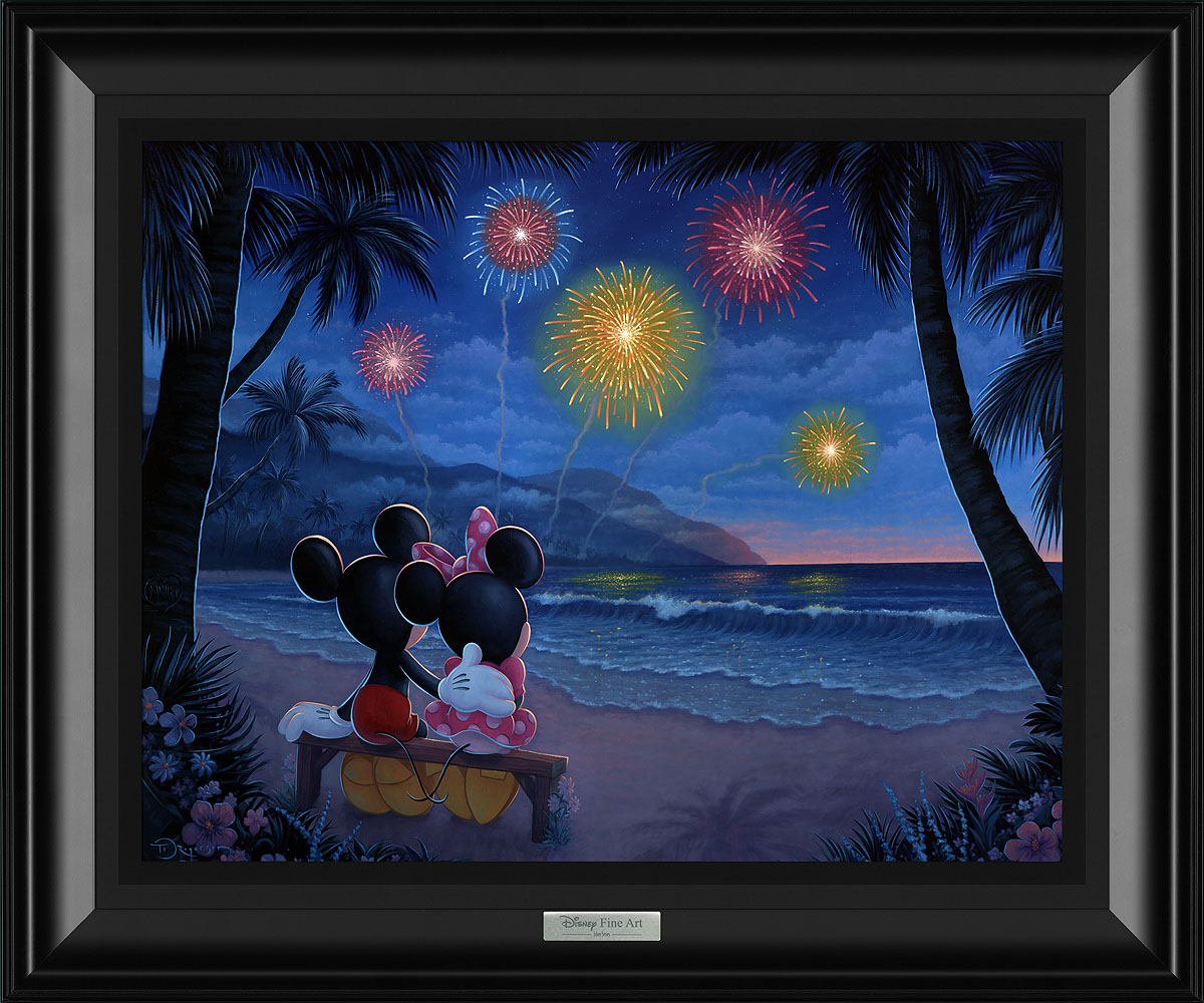 Tim Rogerson Evening Fireworks on the Beach (Framed)